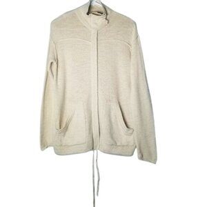 Michael Stars Womens XS Beige Cotton Cardigan Sweater‎ Pockets Drawstring